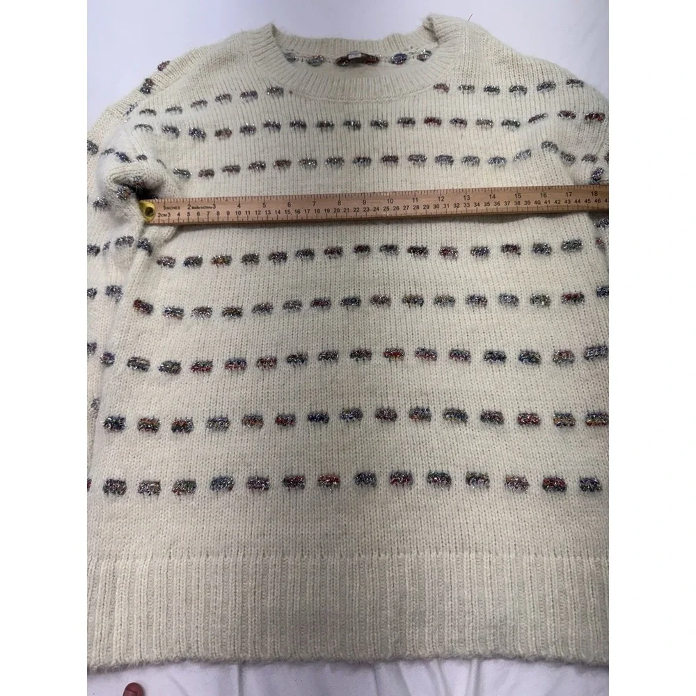 Moth Loft Silver Tinsel Yarn Oversized Sweater M Scandi Minimalist Pride Rainbow